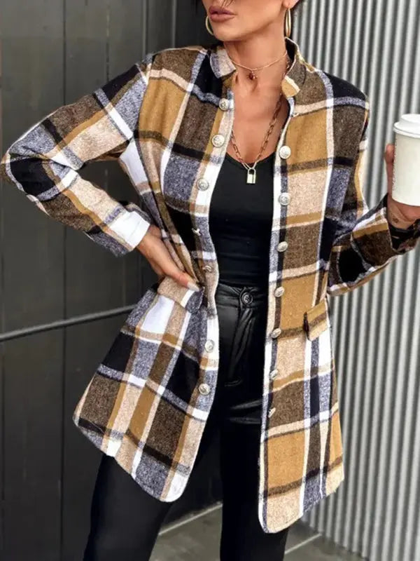 Women's new autumn and winter plaid woolen jacket Venus Trendy Fashion Online