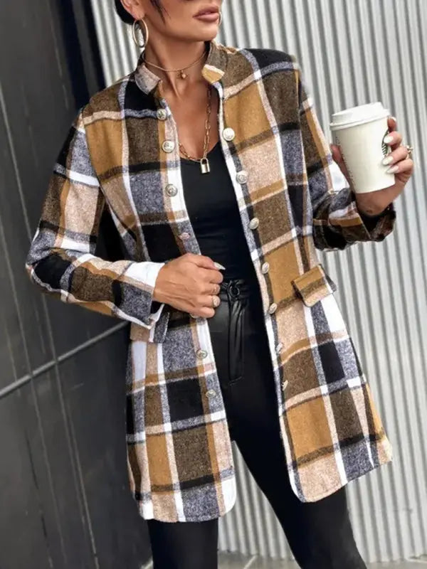 Women's new autumn and winter plaid woolen jacket Venus Trendy Fashion Online