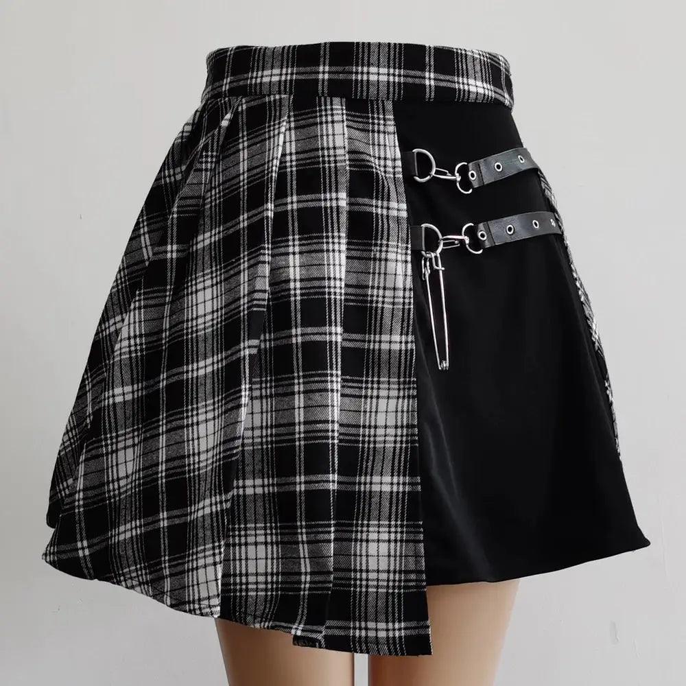 Womens Harajuku Punk Irregular Mini Pleated Skater Skirt - Venus Trendy Fashion Online