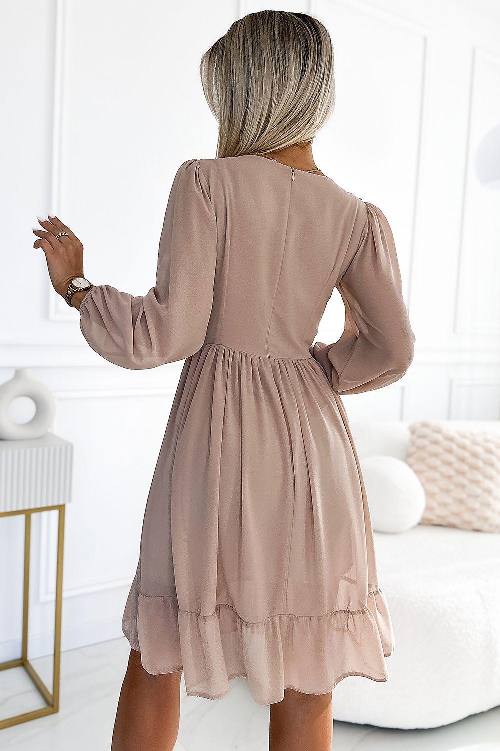 Chiffon Midi Long Sleeves Cocktail dress - Venus Trendy Fashion Online