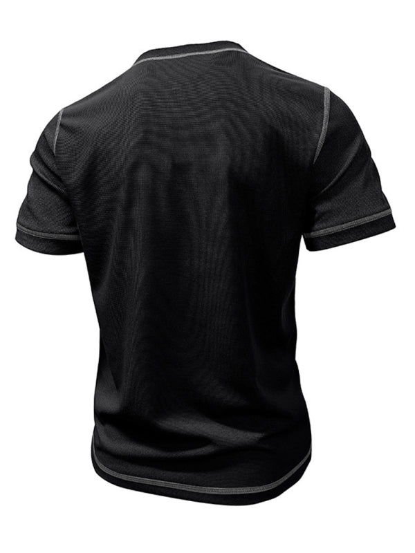 Men's American Vintage Henley Collar Short Sleeve T-Shirt  Venus Trendy Fashion Online