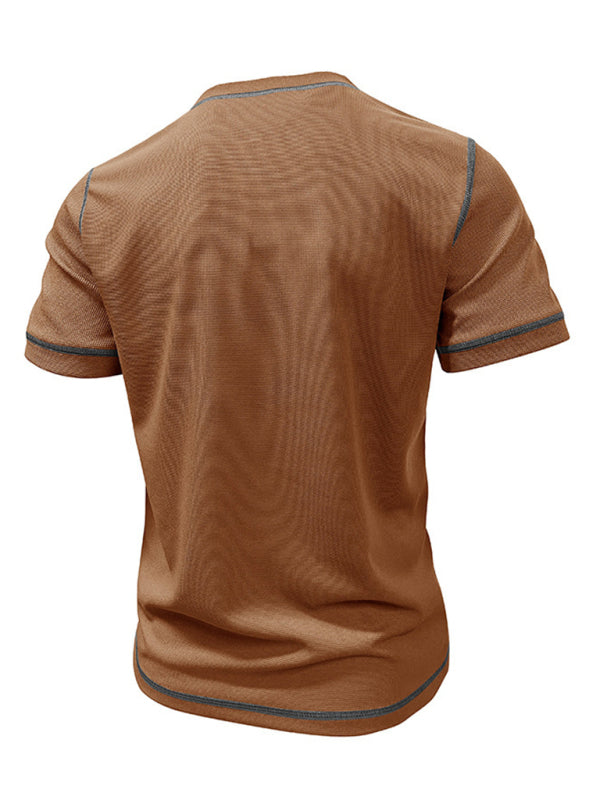 Men's American Vintage Henley Collar Short Sleeve T-Shirt  Venus Trendy Fashion Online