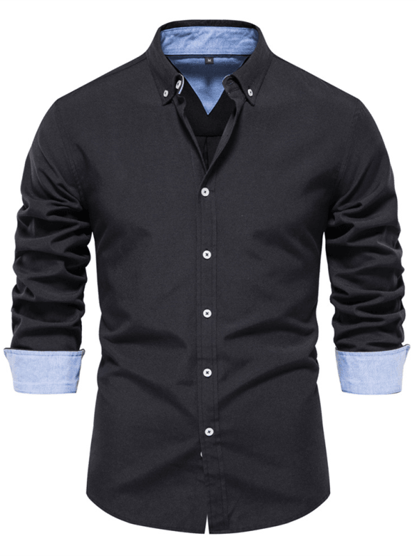 Men's casual versatile fashion solid color long-sleeved top - Venus Trendy Fashion Online