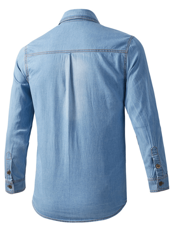 Men's casual workwear long-sleeved denim shirt - Venus Trendy Fashion Online