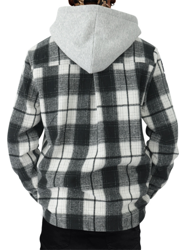 Loose Casual Flannel Jacquard Long Sleeve Hooded Plaid Shirt  Venus Trendy Fashion Online