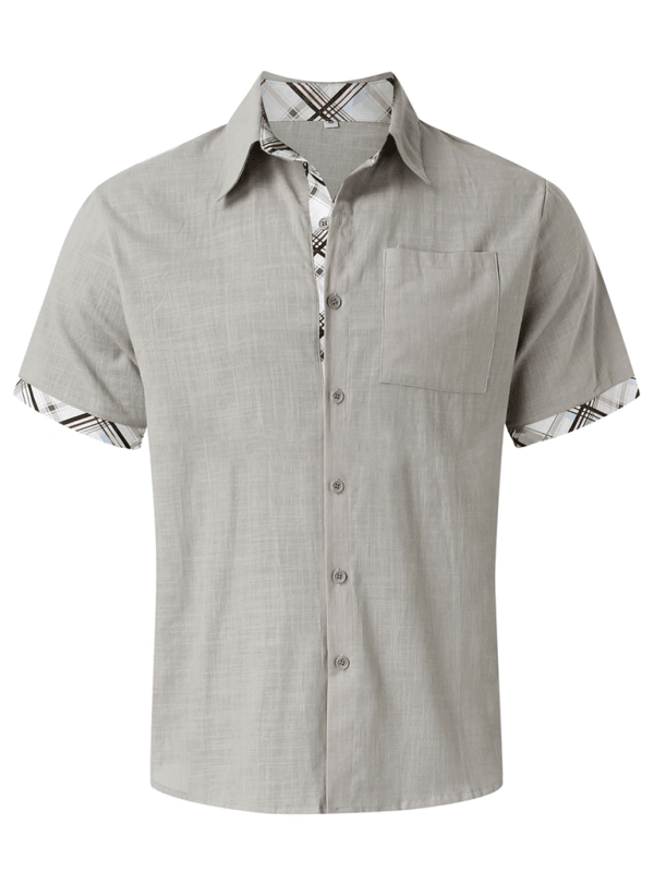 Men's Vacation Shirt Short Sleeve Contrast Lapel Shirt - Venus Trendy Fashion Online