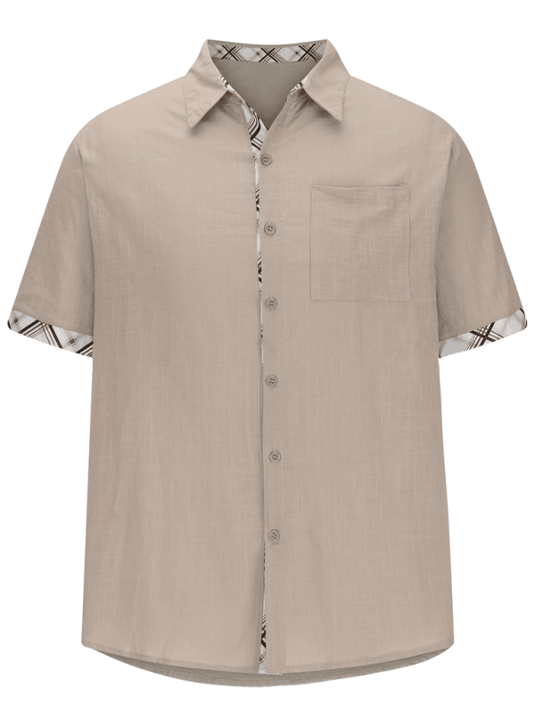 Men's Vacation Shirt Short Sleeve Contrast Lapel Shirt - Venus Trendy Fashion Online