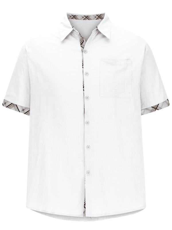 Men's Vacation Shirt Short Sleeve Contrast Lapel Shirt - Venus Trendy Fashion Online