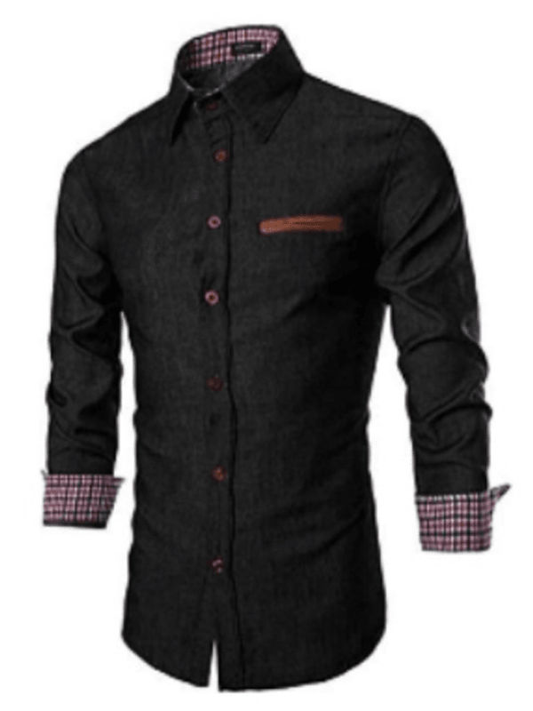 Men's Casual Shirt Pocket Patchwork Leather Long Sleeve Shirt - Venus Trendy Fashion Online