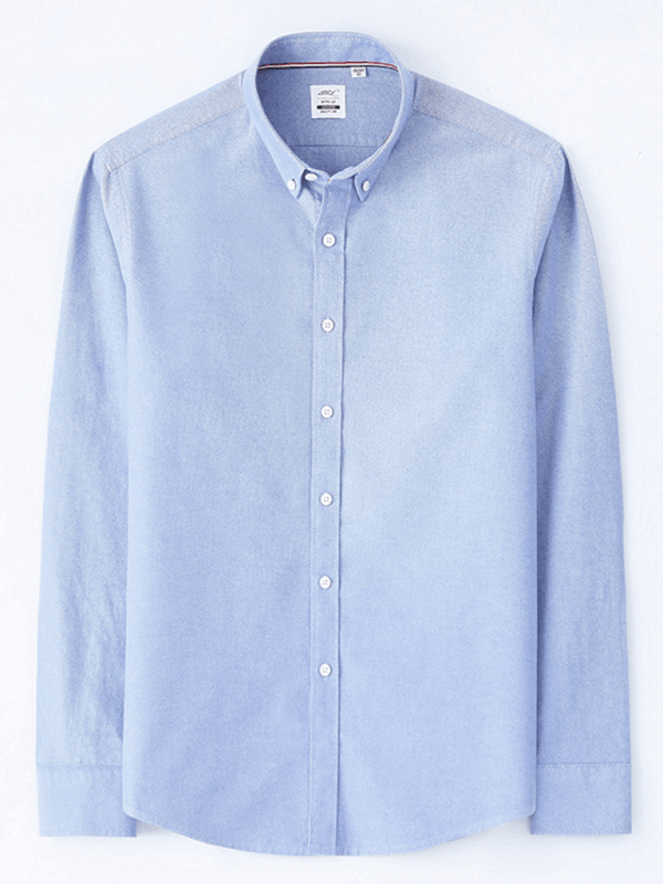 Men's Brushed Oxford Long Sleeve Shirt - Venus Trendy Fashion Online