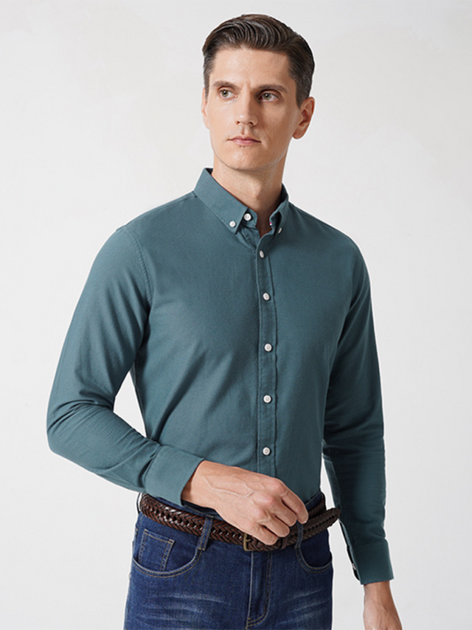 Men's Brushed Oxford Long Sleeve Shirt - Venus Trendy Fashion Online