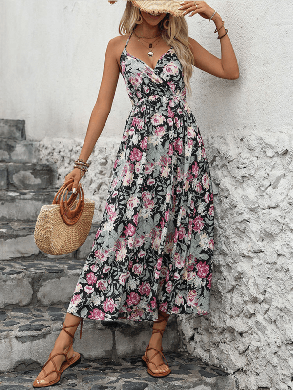 Ladies new holiday style printed suspender dress - Venus Trendy Fashion Online