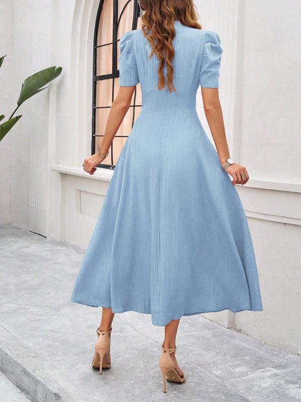 Women's elegant solid color waist dress - Venus Trendy Fashion Online