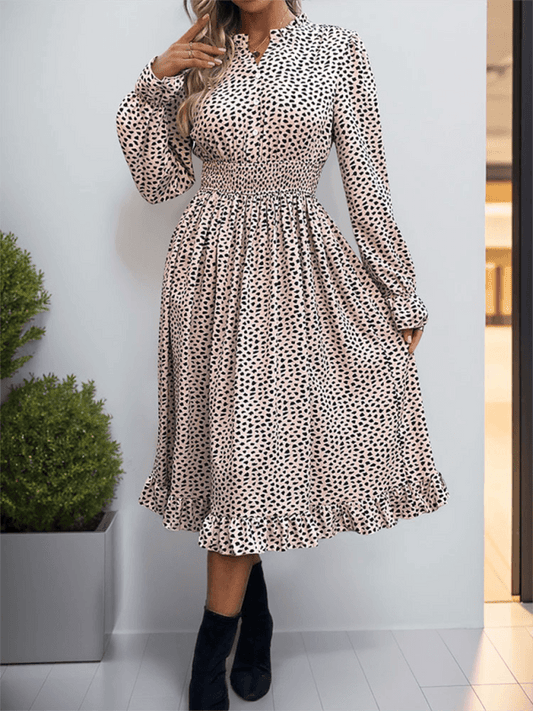 Women's long sleeve leopard print dress - Venus Trendy Fashion Online