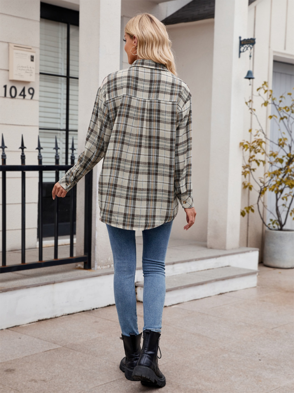 Women's casual fashion hot girl loose plaid shirt - Venus Trendy Fashion Online