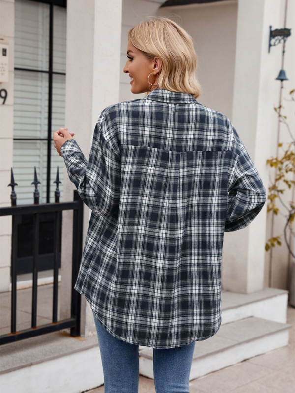 Women's casual fashion hot girl loose plaid shirt - Venus Trendy Fashion Online