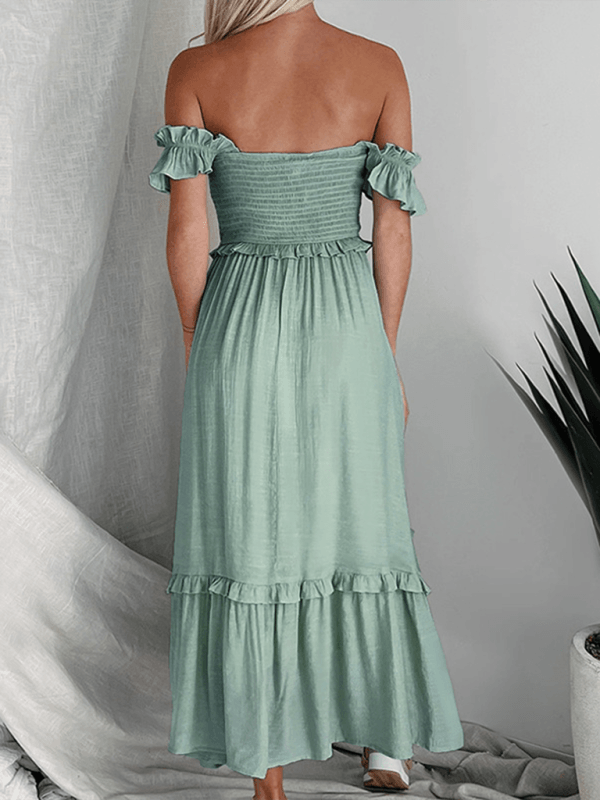 Women's solid color halter back midi dress - Venus Trendy Fashion Online