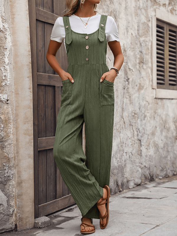 Women's casual texture loose pleated jumpsuits - Venus Trendy Fashion Online