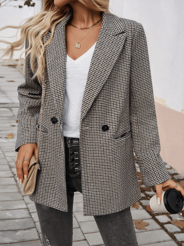 Women's Commuter Color Collision Lapel Button Down Blazer - Venus Trendy Fashion Online