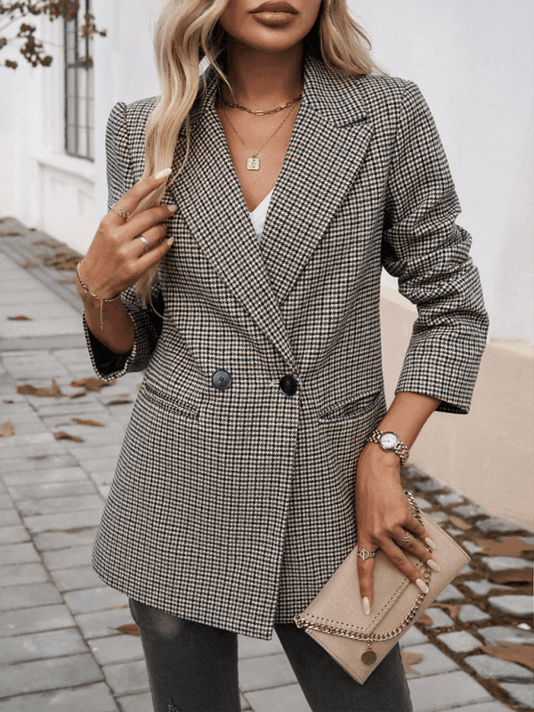 Women's Commuter Color Collision Lapel Button Down Blazer - Venus Trendy Fashion Online