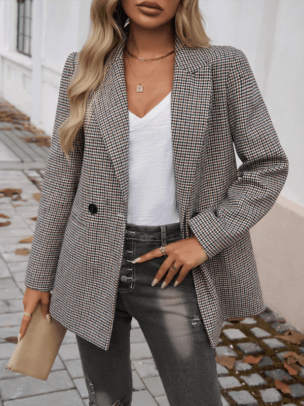 Women's Commuter Color Collision Lapel Button Down Blazer - Venus Trendy Fashion Online