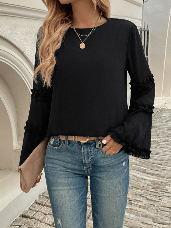 Women's loose flared long-sleeved top - Venus Trendy Fashion Online