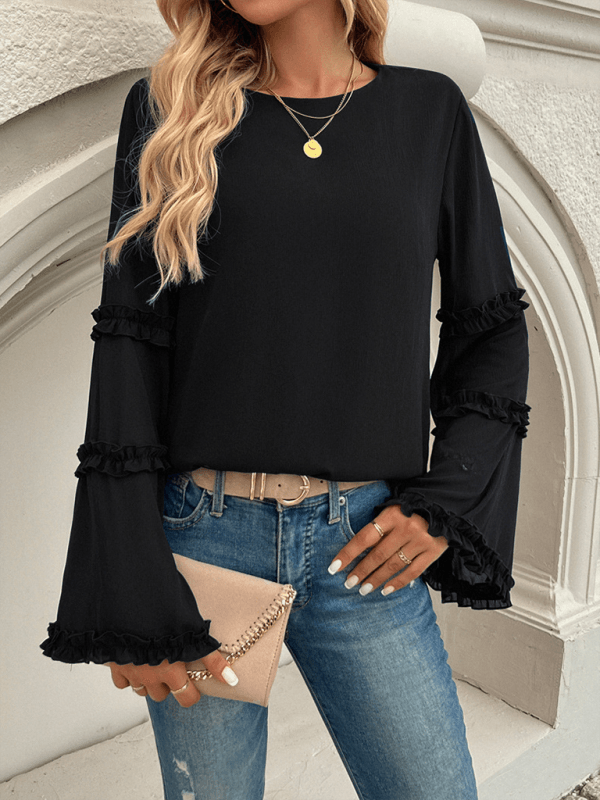 Women's loose flared long-sleeved top - Venus Trendy Fashion Online