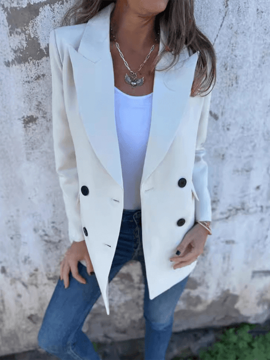 Solid Color Fashion Long Sleeve Blazer - Venus Trendy Fashion Online