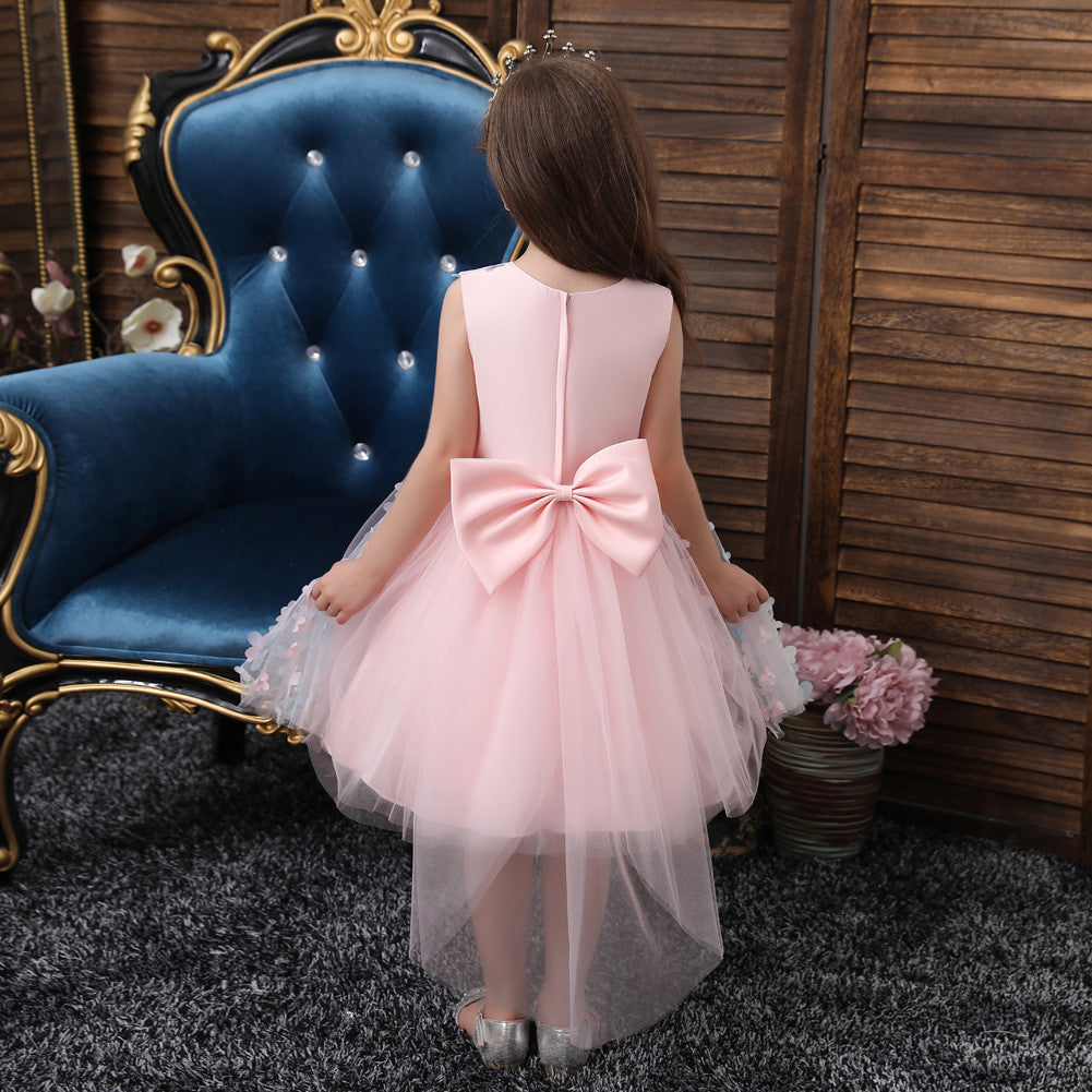 Kids Toddler Girls Fashion Party Cute Sweet Color Matching Petals Pleated Sleeveless Mesh Party Tutu Dress