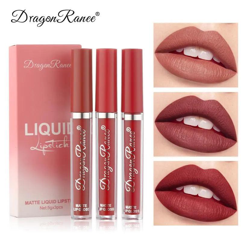 3pc/set Waterproof Matte Velvet Lip Gloss - Venus Trendy Fashion Online