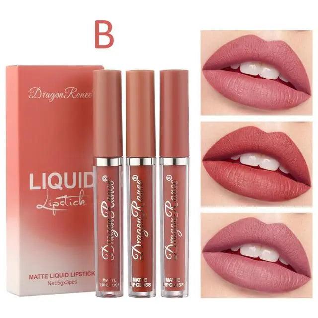 3pc/set Waterproof Matte Velvet Lip Gloss - Venus Trendy Fashion Online