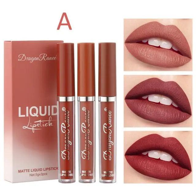 3pc/set Waterproof Matte Velvet Lip Gloss - Venus Trendy Fashion Online