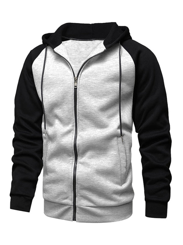 Jacket Contrasting color zipper cardigan plus fleece hoodie men's clothing Venus Trendy Fashion Online