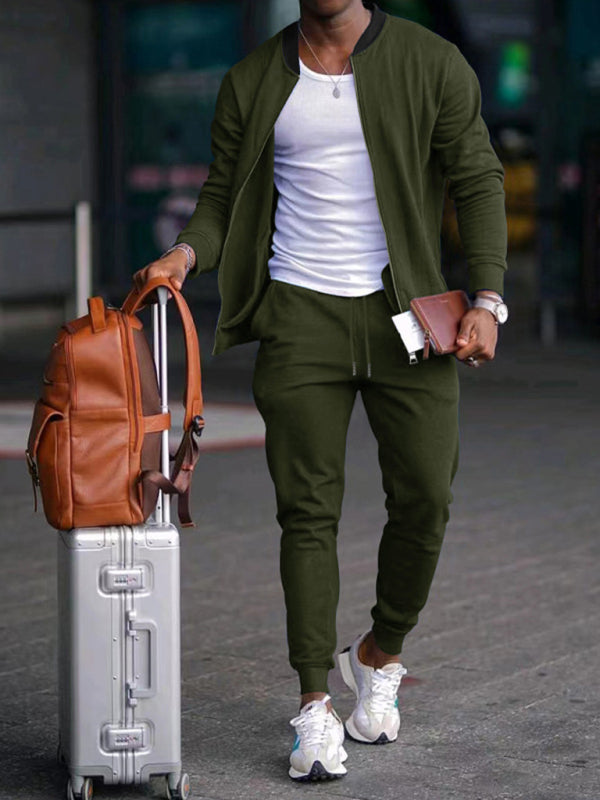 Men's new casual solid color baseball collar jacket suit Venus Trendy Fashion Online