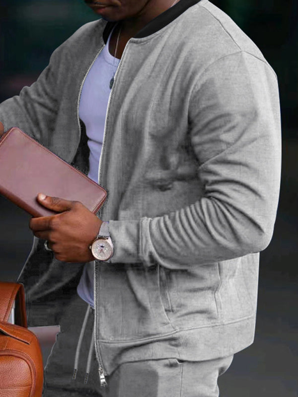 Men's new casual solid color baseball collar jacket suit Venus Trendy Fashion Online