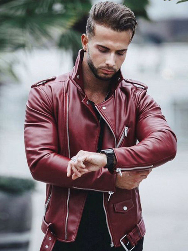 Men's stylish zipper leather biker jacket Venus Trendy Fashion Online