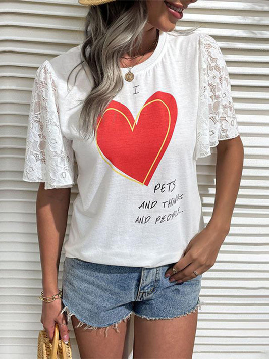 New Fashion Women's Valentine's Day Clothing Printed Short Sleeve T-Shirt Venus Trendy Fashion Online