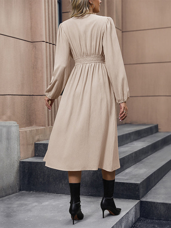 New elegant solid color long sleeve slit dress Venus Trendy Fashion Online