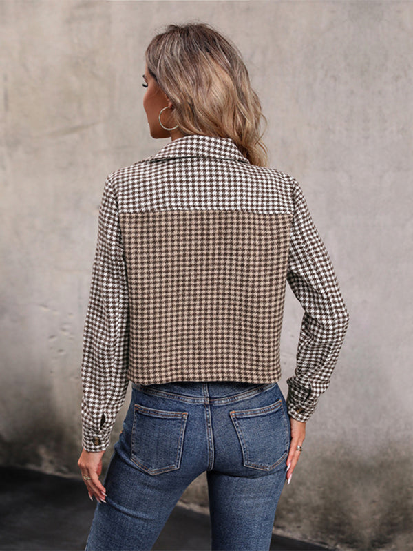 New women's long sleeve houndstooth autumn and winter jacket Venus Trendy Fashion Online