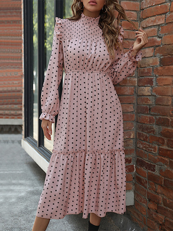 New women's long sleeve polka dot dress Venus Trendy Fashion Online