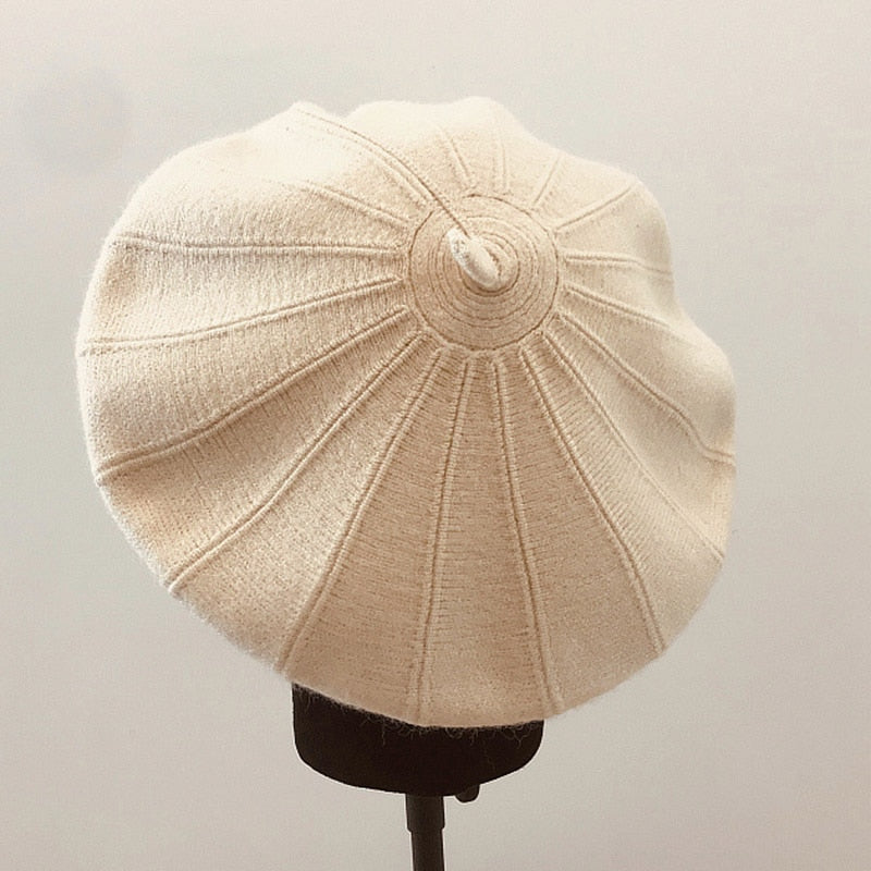 Women retro warm knitting artist hat casual pumpkin hat - Venus Trendy Fashion Online