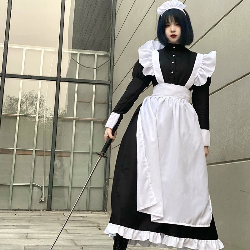 Cute Japanese Lolita Dress Anime Maid Outfit Loli Black Maid Dress - Venus Trendy Fashion Online