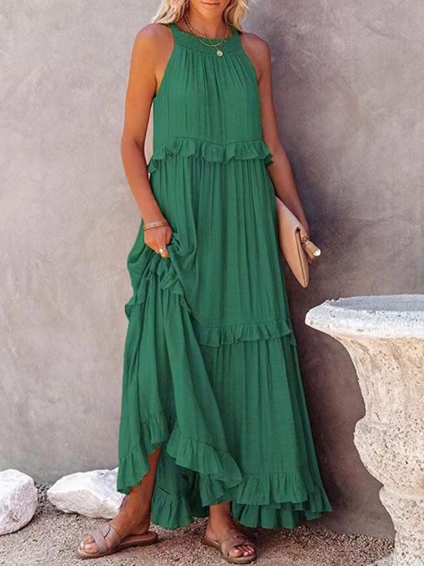 Women's Solid Color A-Line Sleeveless Long Dress Venus Trendy Fashion Online