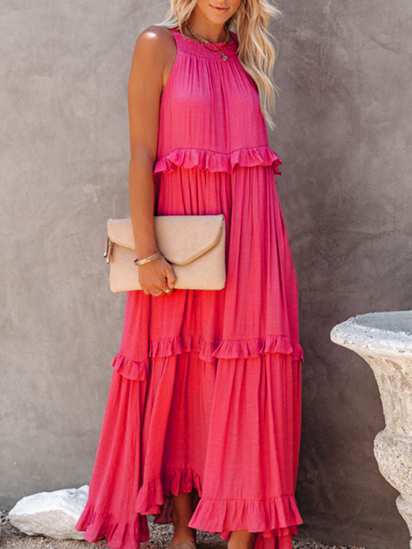 Women's Solid Color A-Line Sleeveless Long Dress Venus Trendy Fashion Online