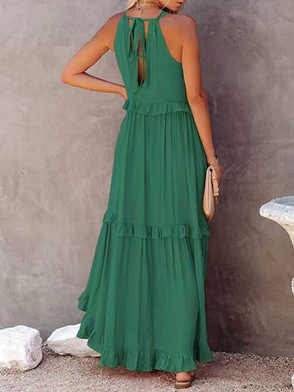 Women's Solid Color A-Line Sleeveless Long Dress Venus Trendy Fashion Online