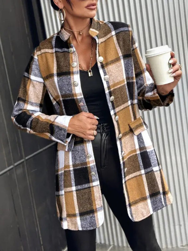 Women's new autumn and winter plaid woolen jacket Venus Trendy Fashion Online