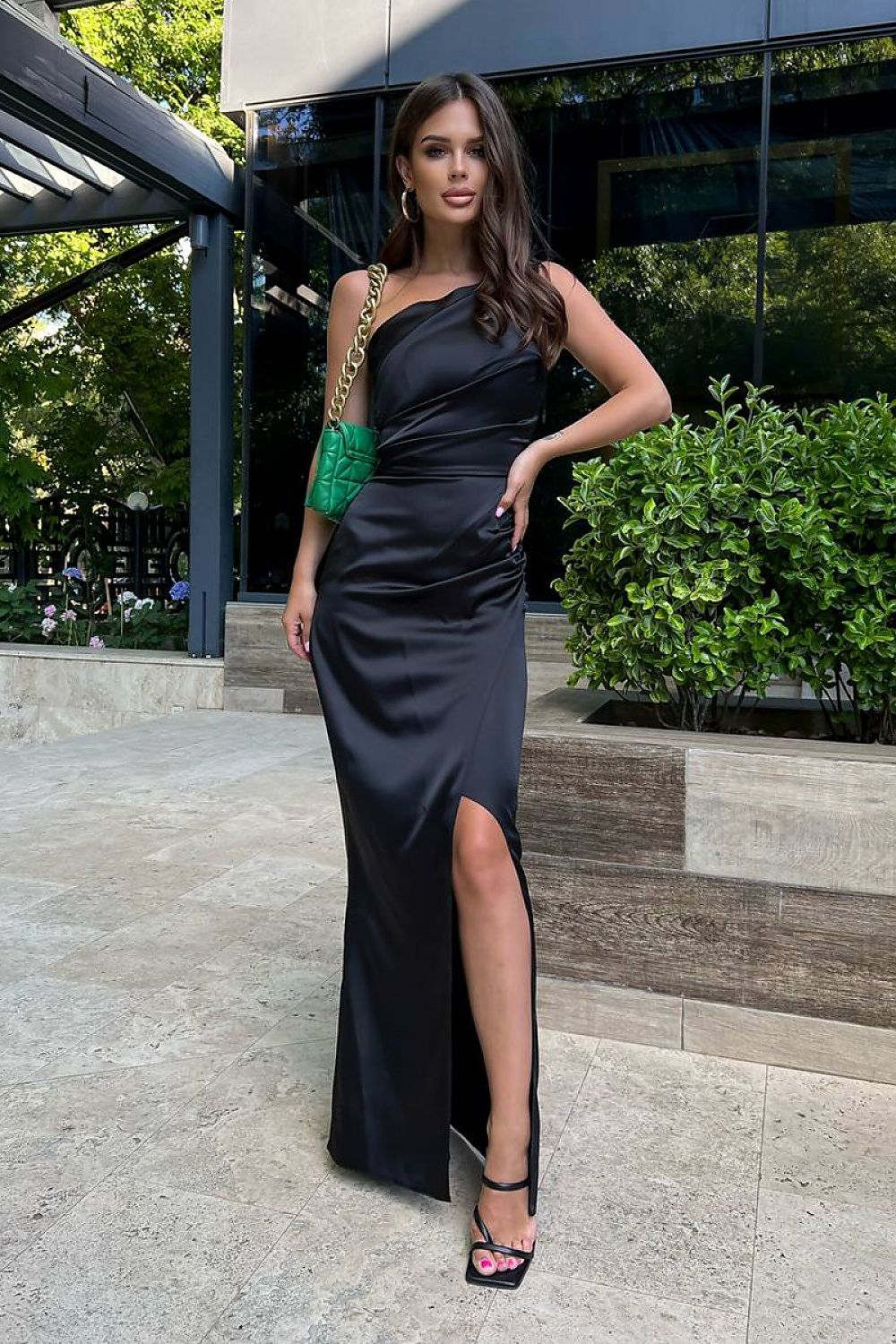 Beautiful Satin Creation One-Shoulder Long dress - Venus Trendy Fashion Online