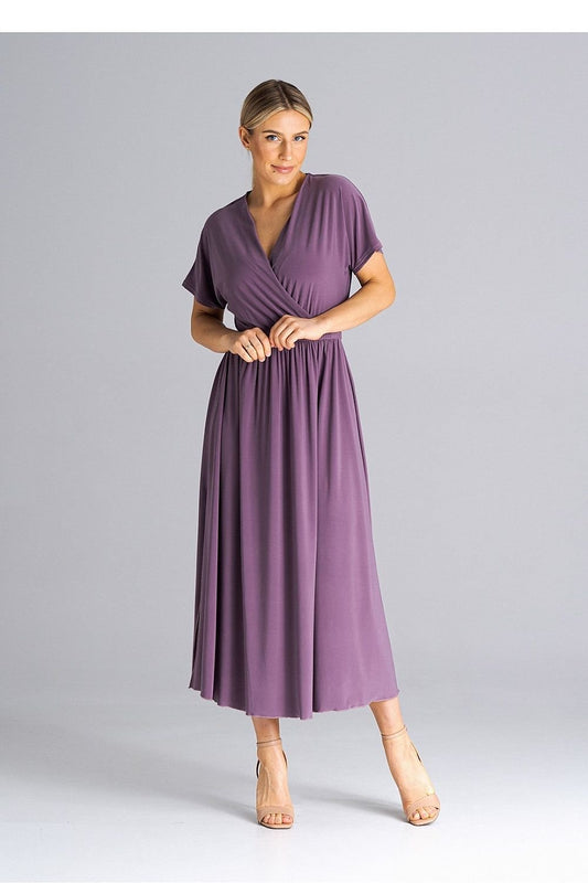 Purple Color Simple Design Short Drooping Sleeves Daydress - Venus Trendy Fashion Online
