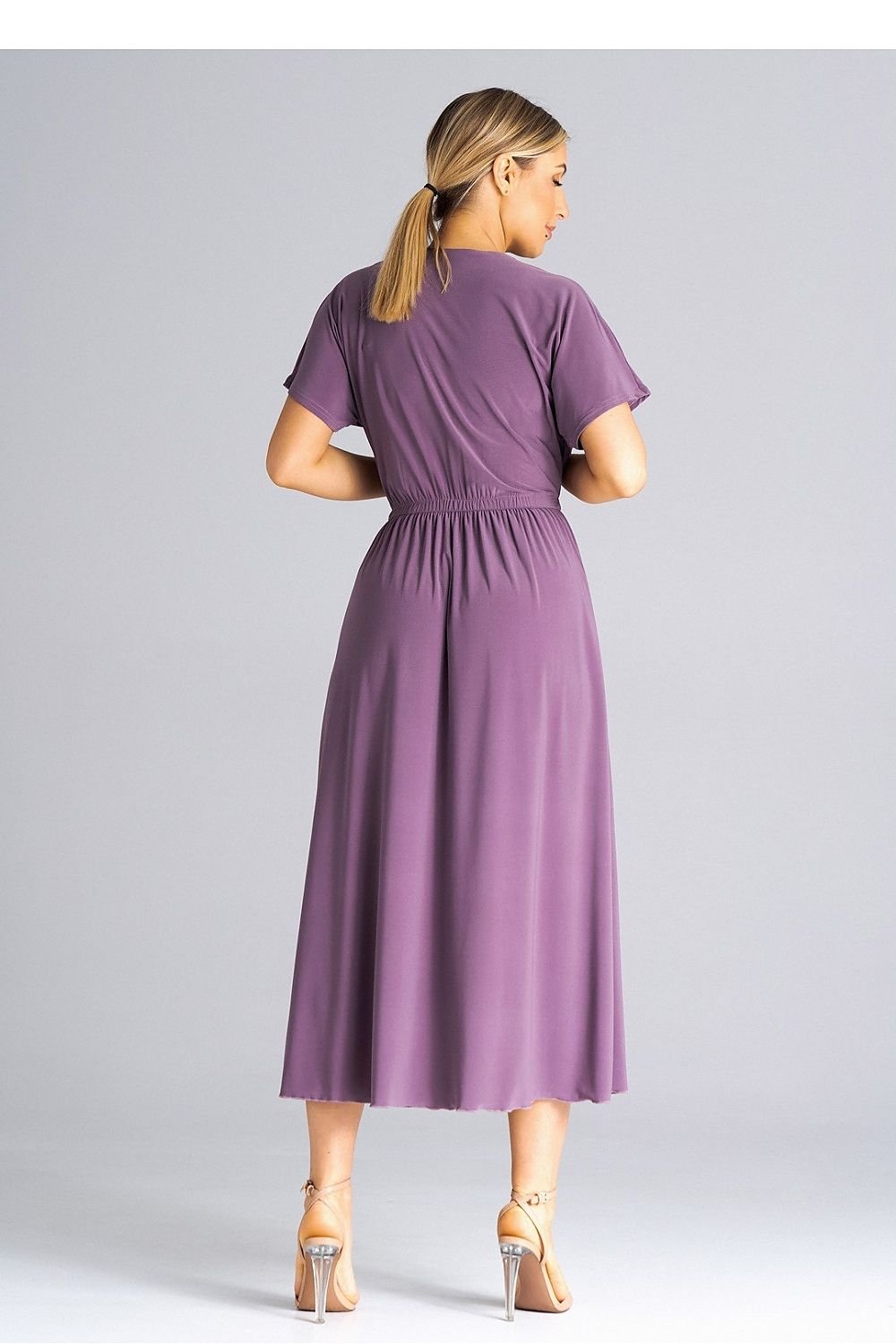Purple Color Simple Design Short Drooping Sleeves Daydress - Venus Trendy Fashion Online