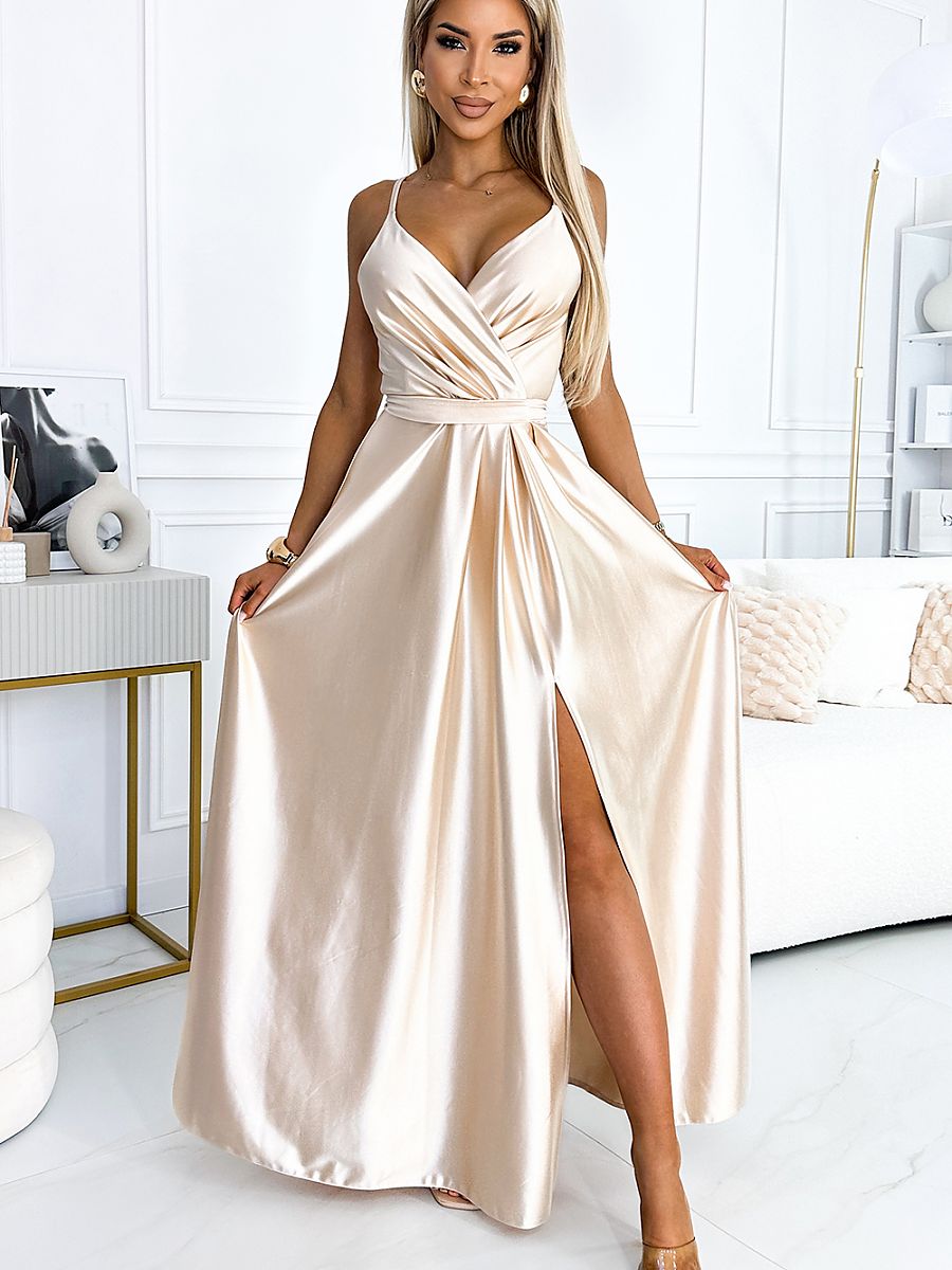 Elegant Maxi Long Satin Evening dress - Venus Trendy Fashion Online